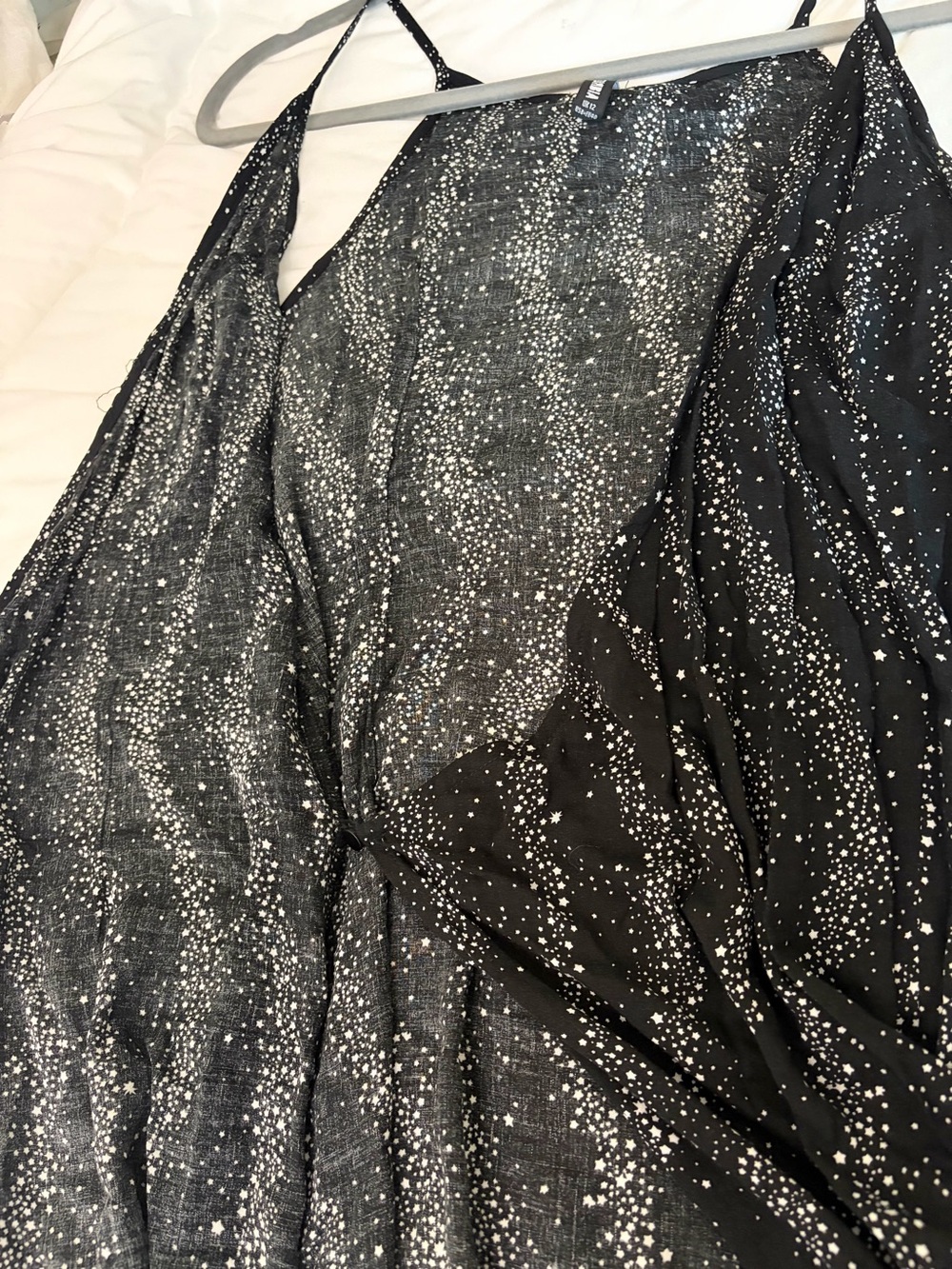 Disturbia Celestial Star Print Wrap Maxi Dress Black Witchy Goth US 8 - Picture 11 of 12